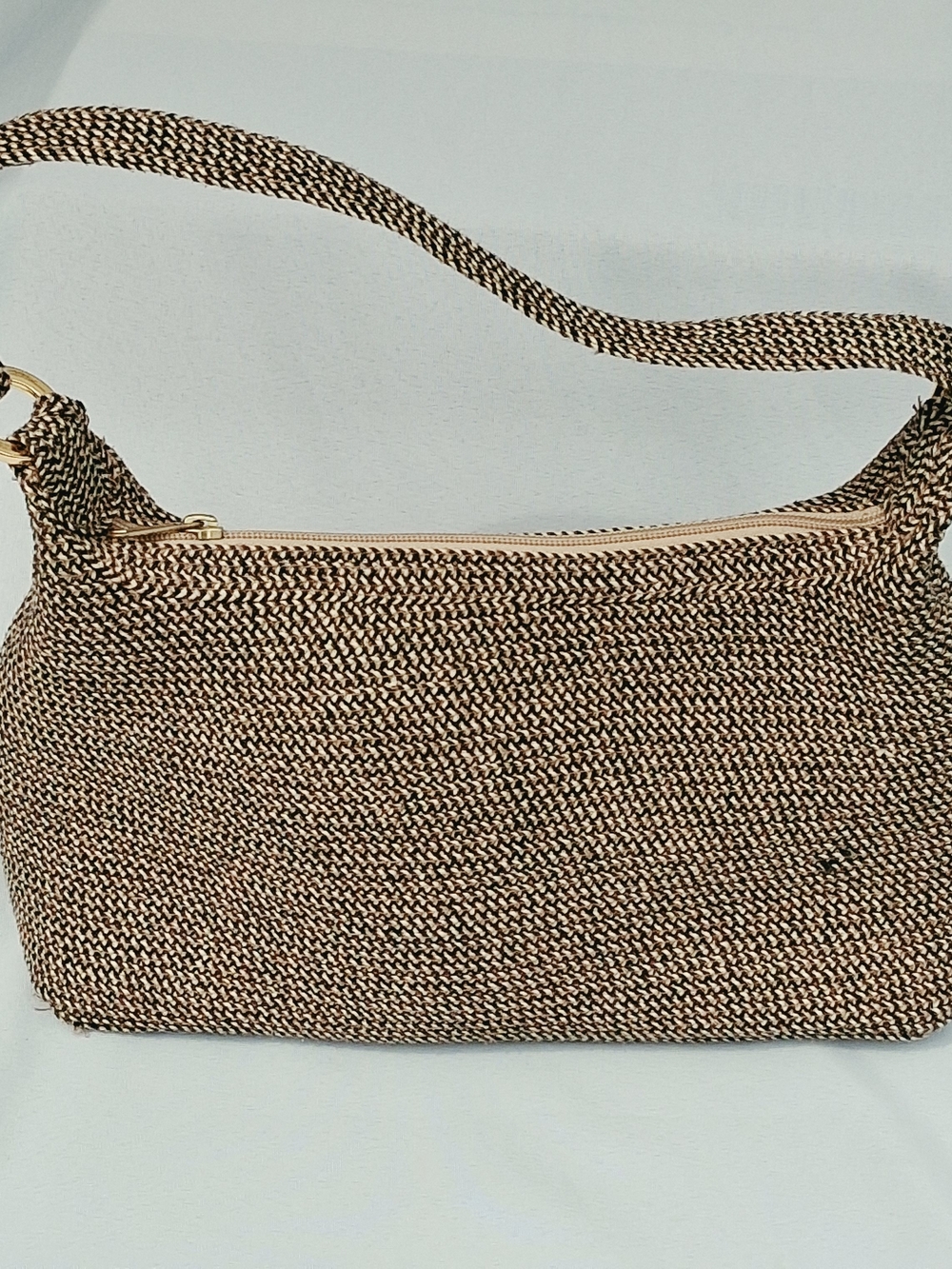 Betmar New York Vintage Two-Tone Woven Shoulder Purse Cream Brown